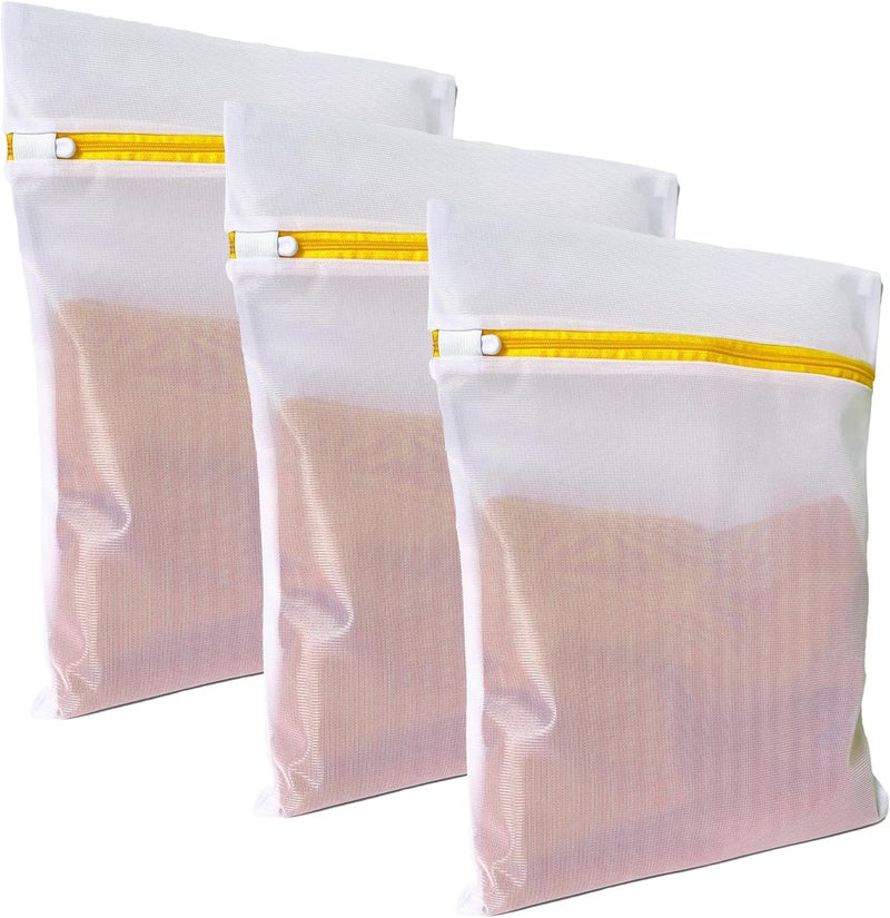 Laundry Club 3 Pack Mesh Laundry Bags for Delicates 16inx20in (40cmx50cm), Dryer Safe, Breathable Fine Net, Sturdy Anti-Rust Zipper, Mesh Laundry Bags for Lingerie, Bra, Underwear, Sneakers, Socks, ™ - Image 1